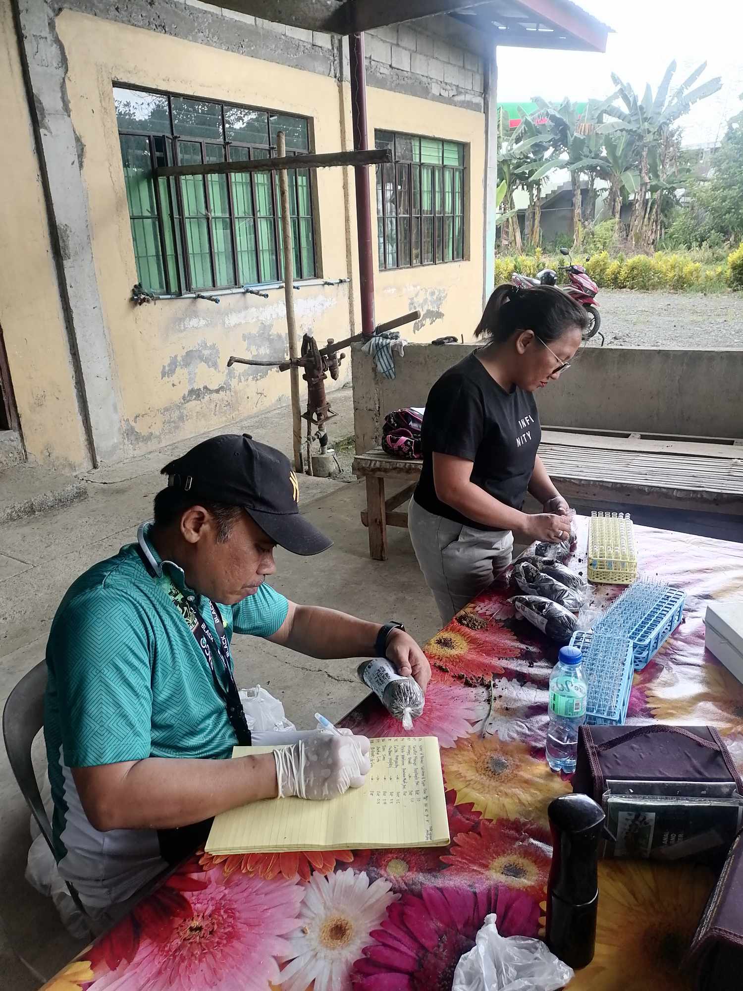 PAgO staff conducting soil test analysis at Pinamalayan